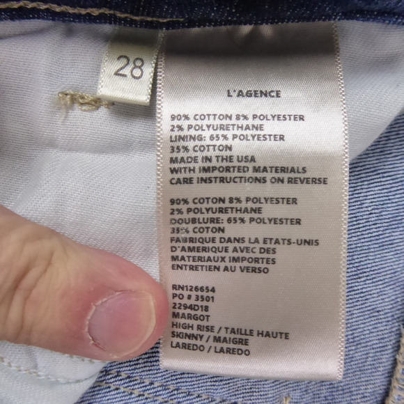 L'Agence Jeans Womens SZ 28 Margot High Rise Skinny Fit Ankle Cropped MiUSA - Picture 9 of 10